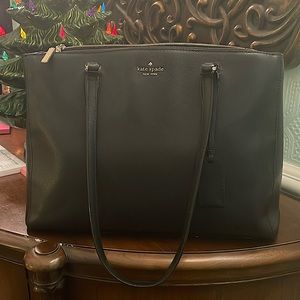 Kate Spade Black Leather Purse with 2 Zipper Pouches, Large
